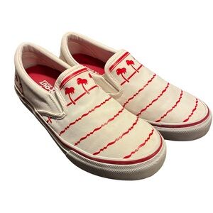 In-N-Out Drink Cup Slip-On Shoes Men’s 9 | Red Palm Tree Design